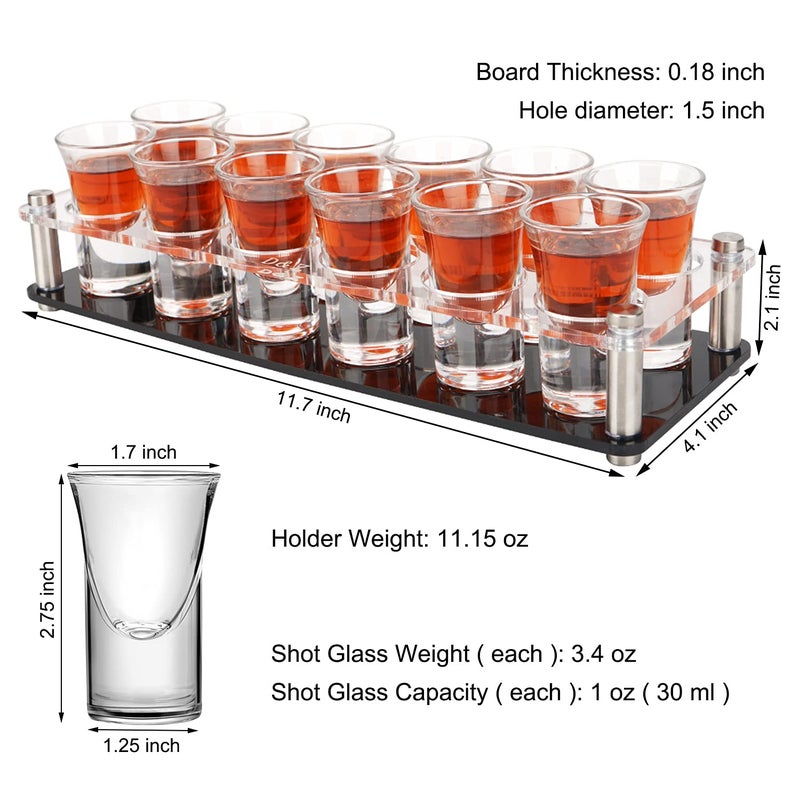DZ D&Z 1 Ounce Shot Glass Set with Tray, 12 Shot Glasses for Tequila/Vodka/Whiskey/Cocktail, Unique and Convenient Serving Tray - Easily Organize More Attractive Gatherings, Ideal 21st Birthday Gifts - Image 5